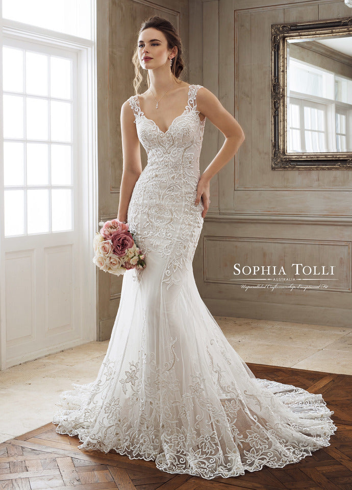 Last Dress In Store; Size: 8, Color: Ivory/Sand | Sophia Tolli - Iona-Marie - Y11896 - Cheron's Bridal & All Dressed Up Prom - 8 - Wedding Gowns Dresses Chattanooga Hixson Shops Boutiques Tennessee TN Georgia GA MSRP Lowest Prices Sale Discount